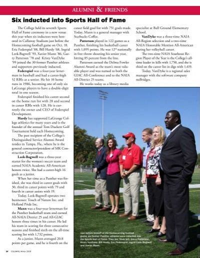 Six Inducted Into Sports Hall Of Fame LaGrange College