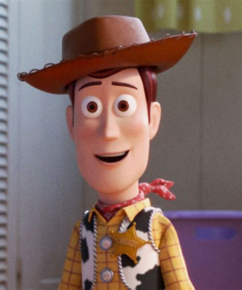 The Toy Story Woody And His Cowboy Hat Is Posed In Front Of A Blue Box
