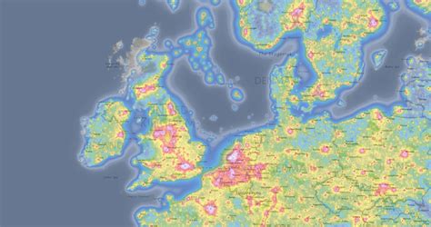 light pollution level map