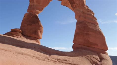 Panorama Of Famous Red Orange Rock Sandstone Delicate Arch In Arches