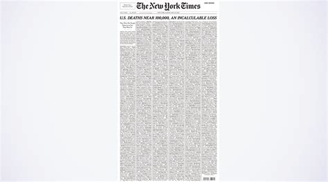 The memorial appeared on the front of sunday's paper underneath the headline: The New York Times Pay Homage by Dedicating Its Sunday ...