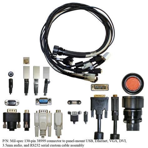 Mil Spec 130 Pin 38999 Connector To Panel Mount Usb Ethernet Vga Dvi