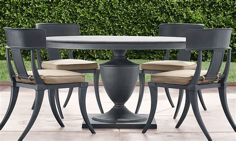 The collection is crafted of premium, sustainably harvested teak to endure the the amber patina on the teak is warm and welcoming. Outdoor dining set....Restoration Hardware | Round dining ...