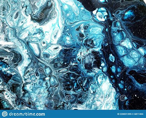 Fluid Acrylic Painting Blue And Black Color Stock Image Image Of