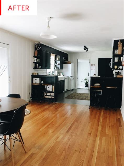 Best way to paint paneling, until it takes the most times youre right tools and one smooth and get it sheetrocking over. Before and After: Black and White Paint Covers Up a Wood ...