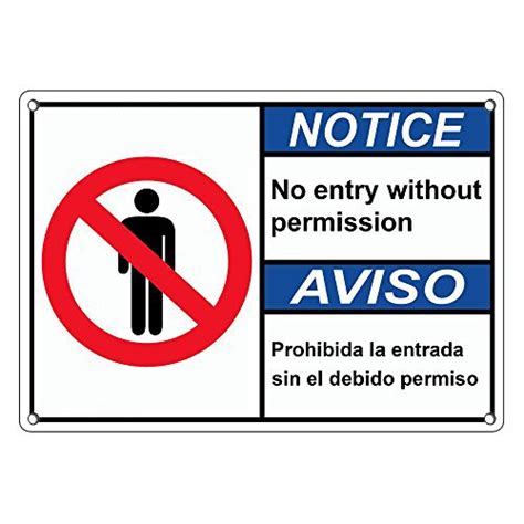 Buy Weatherproof Plastic Ansi Notice No Entry Without Permission