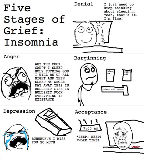 Insomnia Rage Comic The Five Stages Of Grief Know Your Meme