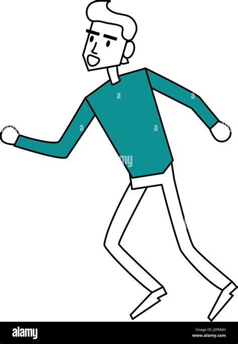 Color Silhouette Image Cartoon Full Body Man Walking Stock