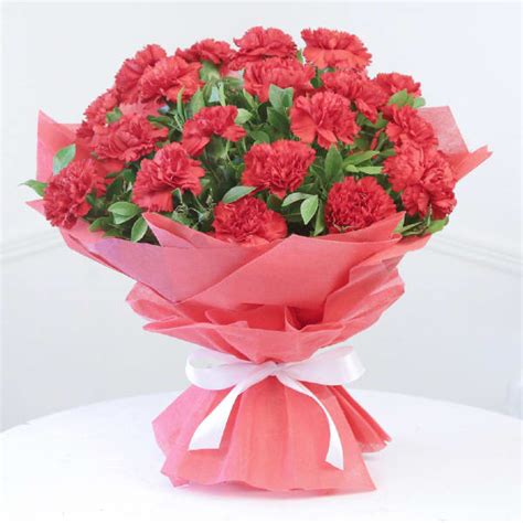 Order Bouquet Of 20 Beautiful Red Carnations Online At Best Price Free