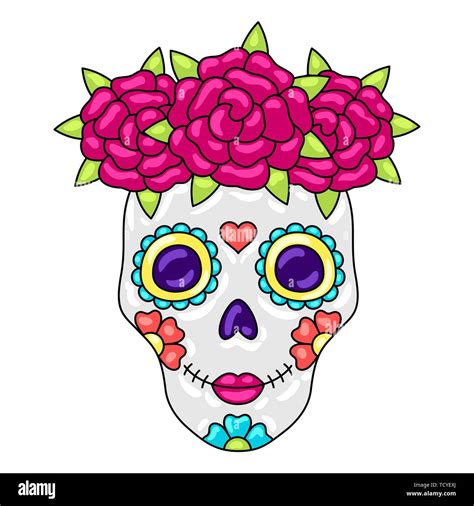 Day Of The Dead Sugar Skull With Floral Ornament Stock Vector Image