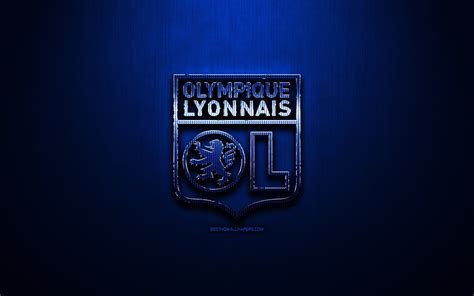 Download Wallpapers Olympique Lyonnais Fc Blue Metal Background Ligue