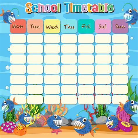 School Timetable Template With Ocean And Fish 684989 Vector Art At Vecteezy