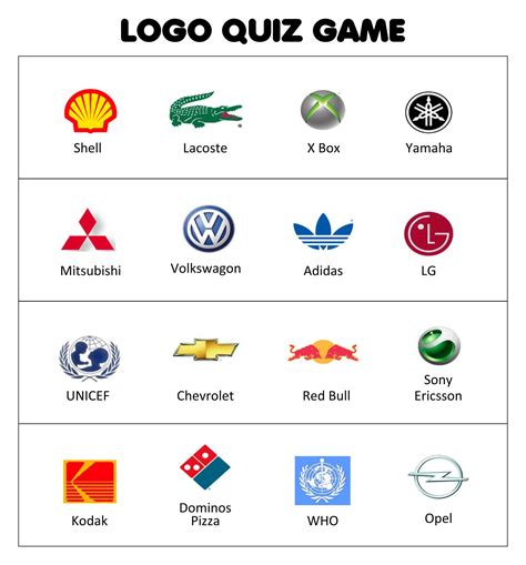 Free Printable Guess The Logo Game