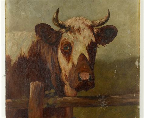 Original Oil Painting Antiquecow Farm Late 19th Century Etsy