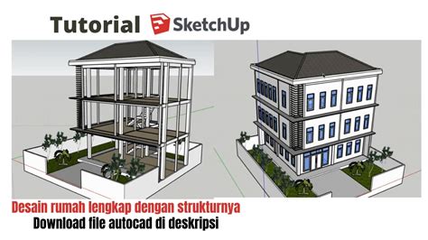 Tutorial Sketchup Tutorial Gambar Rumah 3 Lantai Lengkap Dengan
