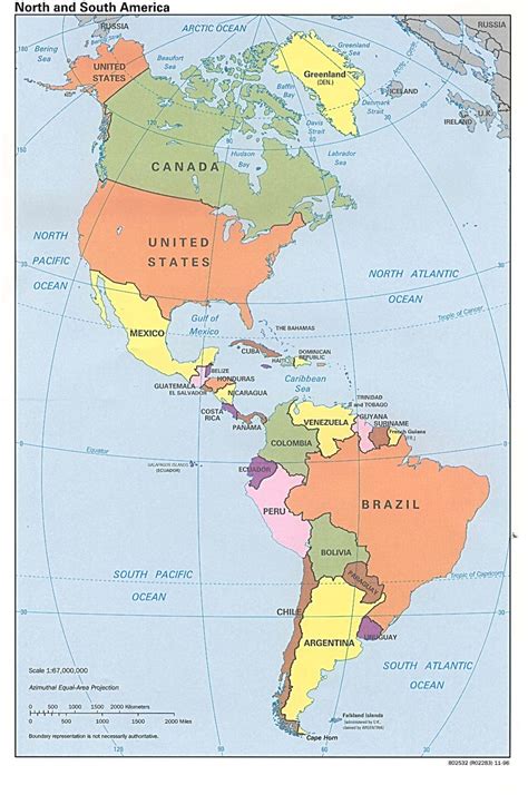 Map Of South America And North America