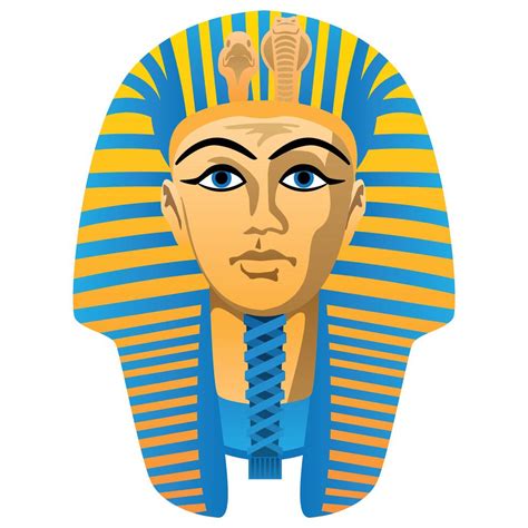Egyptian Golden Pharaoh Burial Mask Bold Colors Isolated Vector