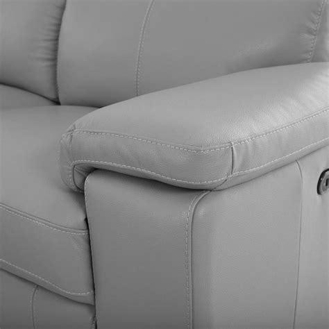 Charlie Light Gray Leather Power Reclining Sofa El Dorado Furniture