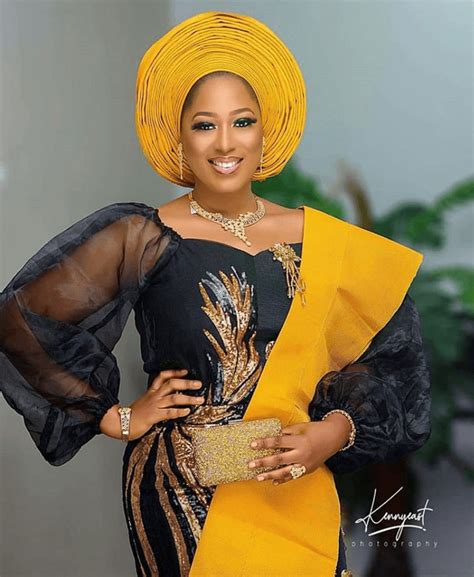 Clipkulture Yoruba Bride In Black And Gold Traditional Dress With Net