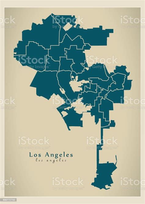Modern City Map Los Angeles City Of The Usa With Boroughs Stock