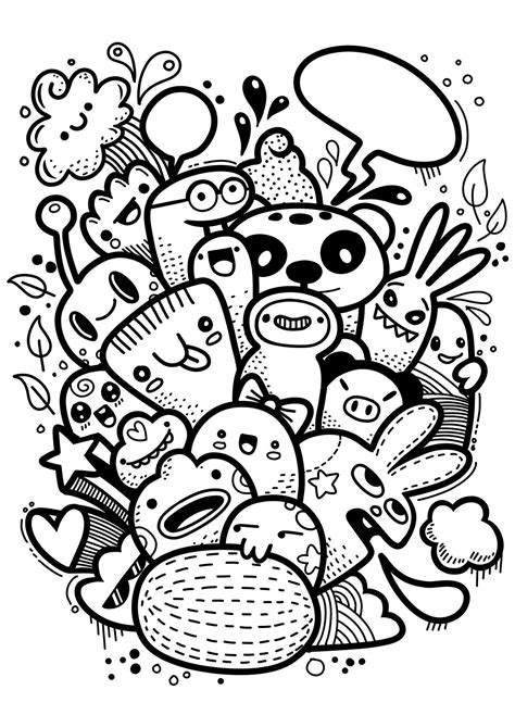 Hipster Hand Drawn Crazy Doodle Monster Groupdrawing Stylevector
