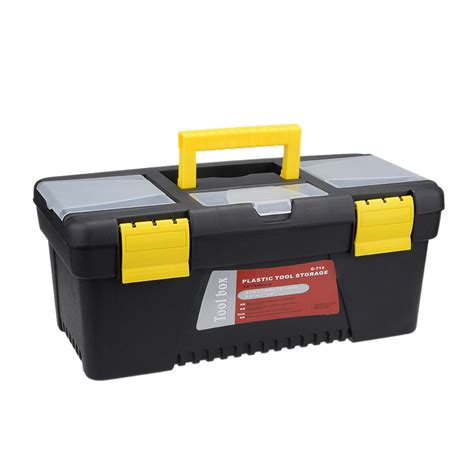 Uxcell 14 Tool Box Plastic Tool Box W Tray And Organizers Includes