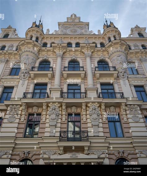 Art Nouveau Architecture Buildings In Riga Riga Latvia Stock Photo