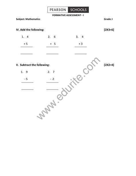 Class 1 Cbse Maths Question Paper Fa 1