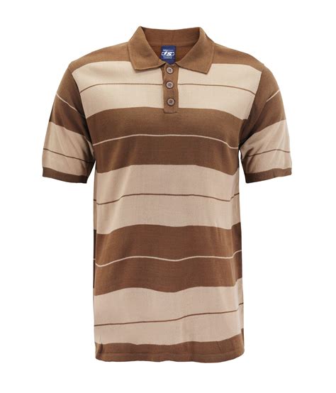 Mens Knitted Charlie Brown Striped Ribbed Short Sleeve Casual Polo