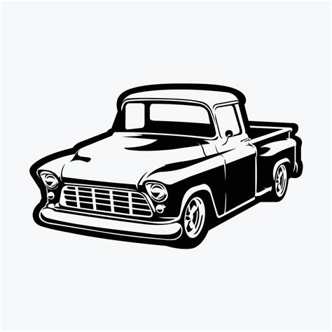 Classic Pickup Truck Silhouette Vector Art Isolated Farm Truck