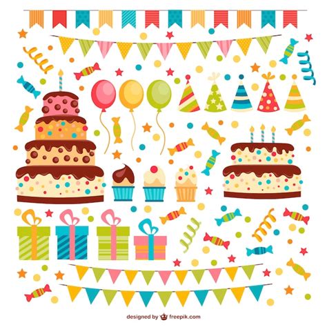 Birthday Elements Pack Free Vector