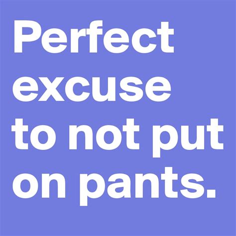 Perfect Excuse To Not Put On Pants Post By Currentnobody On Boldomatic