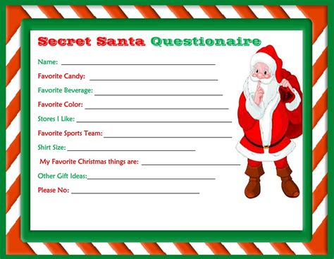 Form Secret Santa Sign Up Sheet Printable Printable Forms Free Online