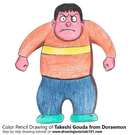 Takeshi Gouda From Doraemon With Color Pencils Time Lapse Colored