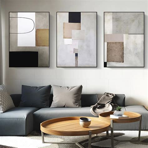 Grey Beige Modern Minimalist Art Prints Living Room Pictures Decor