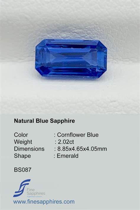 202ct Natural Blue Sapphire Emerald Shaped Cornflower Blue Etsy