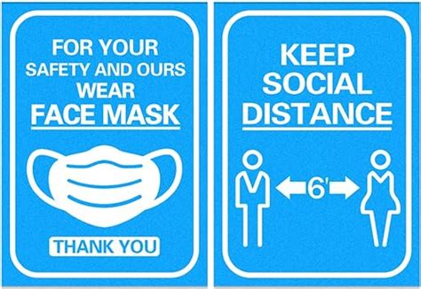 Waahome Wear Face Mask Sign Keep 6 Feet Social Distance