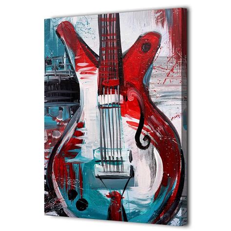 Hd Printed 1 Piece Canvas Art Abstract Guitar Painting Vintage Wall Pi