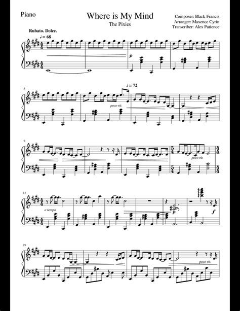 Pixies Where Is My Mind Piano Tutorial Sheet Music For Piano Download