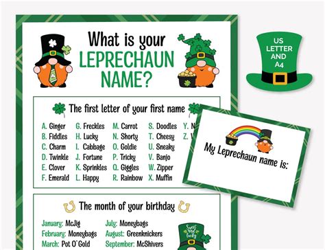 Whats Your Leprechaun Name Printable St Patricks Day Etsy