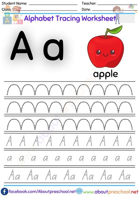 Alphabet Letter A Tracing Worksheet English Alphabet Pronunciation