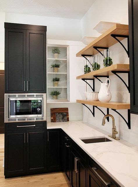 Stunning Black And White Pantry Is Fitted With Three Stacked Wood And