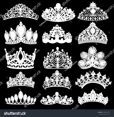 Illustration Set Silhouettes Ancient Crowns Tiaras เวกเตอร์สต็อก ปลอดค่าลิขสิทธิ์ 1360261937