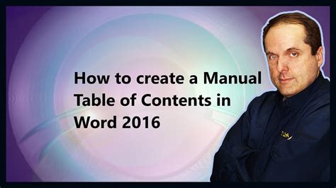 create  manual table  contents  word