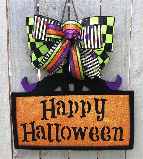 Halloween Witch Boots Orange Door Hanger | Etsy in 2020 | Happy ...