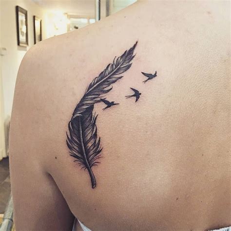 45 Awesome Feather Tattoo Ideas | Feather tattoos, Feather with birds tattoo, Feather tattoo design