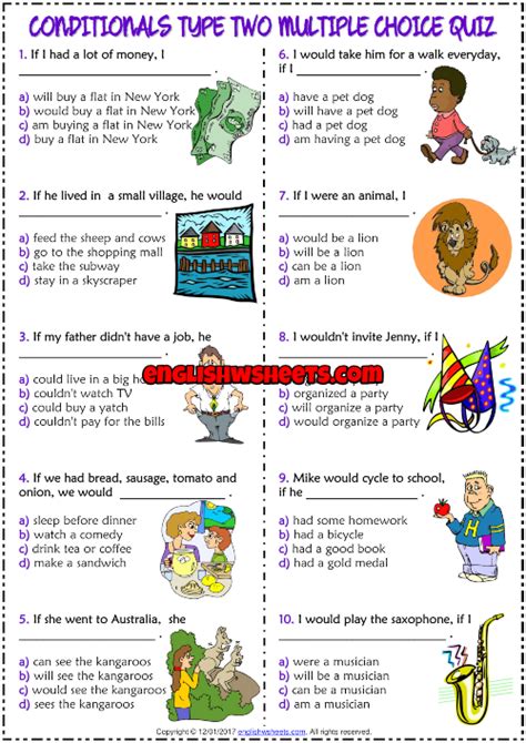 Maybe you would like to learn more about one of these? Conditionals Type 2 ESL Printable Multiple Choice Quiz in ...