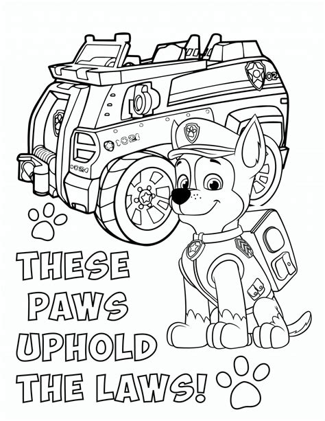 Chase Paw Patrol Coloring Pages Printable Paw Patrol Chase Coloring