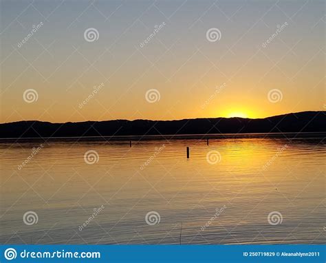 Sunset Water Reflection Mountain Stock Image Image Of Horizon Sunset