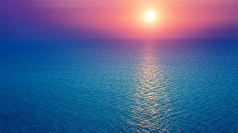 Sunrise 4k Wallpaper Seascape Horizon Ocean Pink Sky